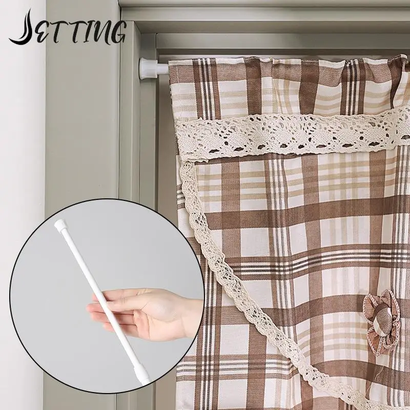 Adjustable Curtain Rod Metal Curtain Rod Holder Without Drilling Stick Shower Wardrobe Bracket Extendable Stick