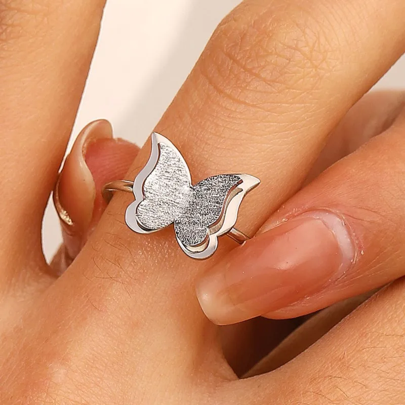 Elegant Double Butterfly Shape Ring for Women Simple Fashion Wedding Rings Jewelry Gifts