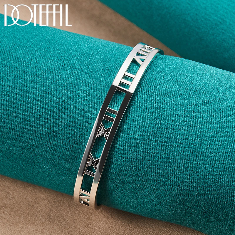 DOTEFFIL 로마 숫자 귀걸이 팔찌 목걸이 반지 여성을위한 설정 결혼 약혼 패션 매력 쥬얼리