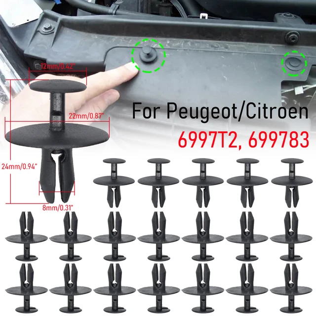 10 pièces de Clips de couverture de moteur de voiture pour Peugeot 206 207  407 807