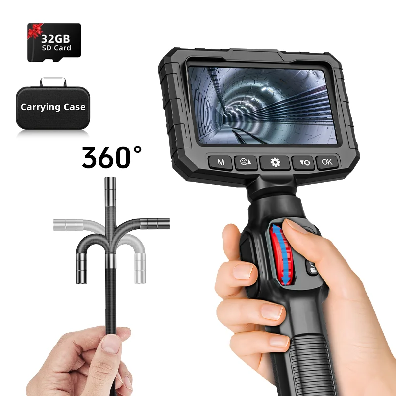 Endoscope d'articulation bidirectionnelle 1080P, caméra endoscopique orientable HD 6.2MM avec moniteur LCD 4.3 pouces pour caméra murale à trou de moteur