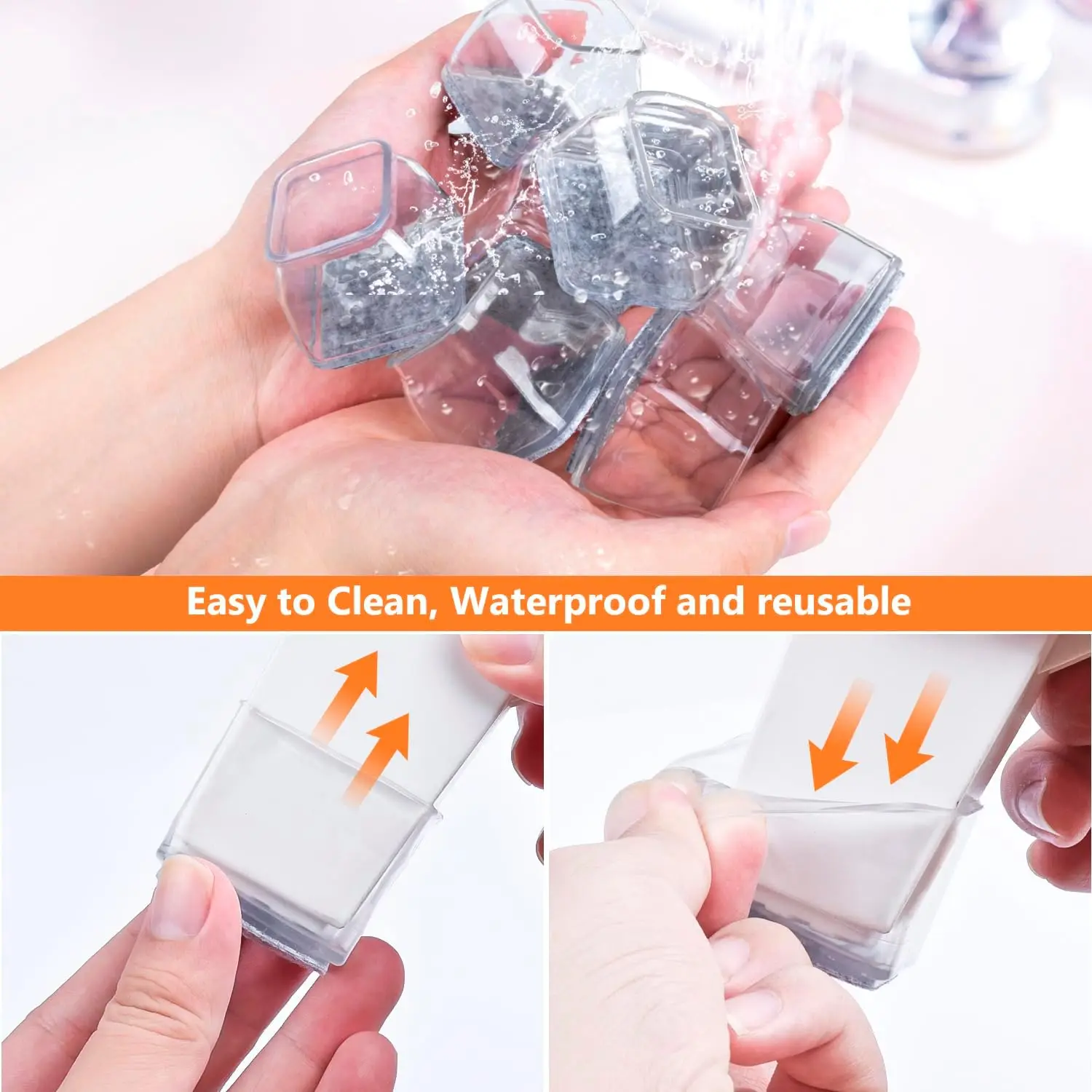 24pcs Square Furniture Table Leg Pads Hard Floor Protective Cover Thickened Wear-Resistant Silicone Chair Leg Floor Protectors