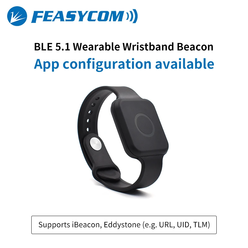 Bluetooth 5.1 Wristband Wearable Beacon Battery Powered Support iBeacon Eddytone for IoT Location