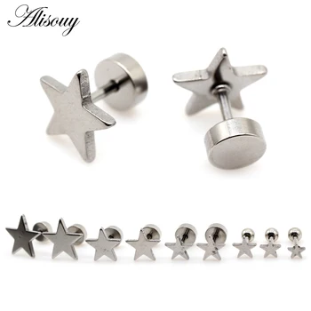 Alisouy 2PC 남성 스타 스타일 스테인레스 스틸 피어싱 귀 스터드 귀걸이 헬릭스 Tragus 연골 4mm-14mm