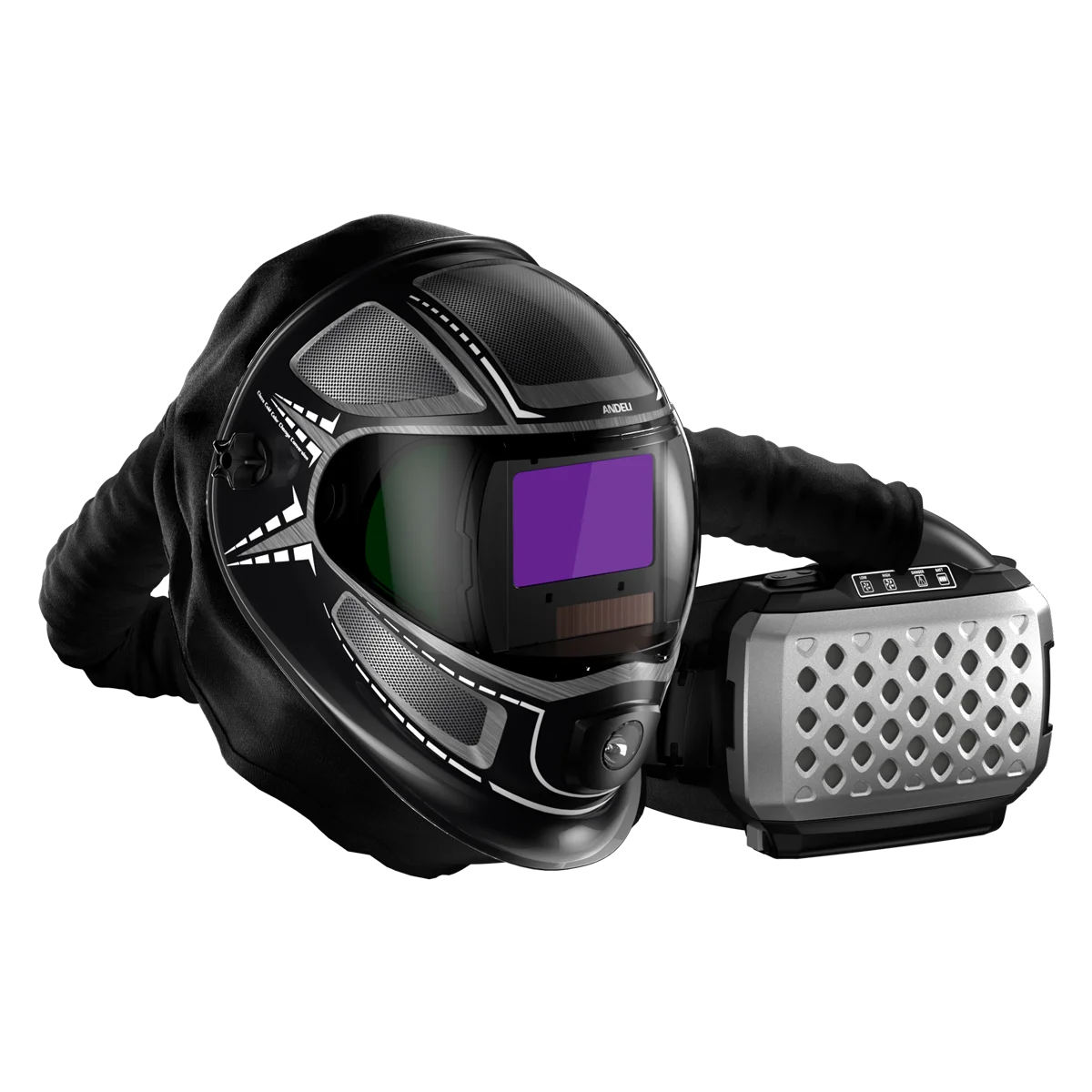 ANDELI Welding Helmet with Light,Panoramic 180&deg; Large Viewing Powered Air Purifying Respirator Auto Darkening Welding Helmet