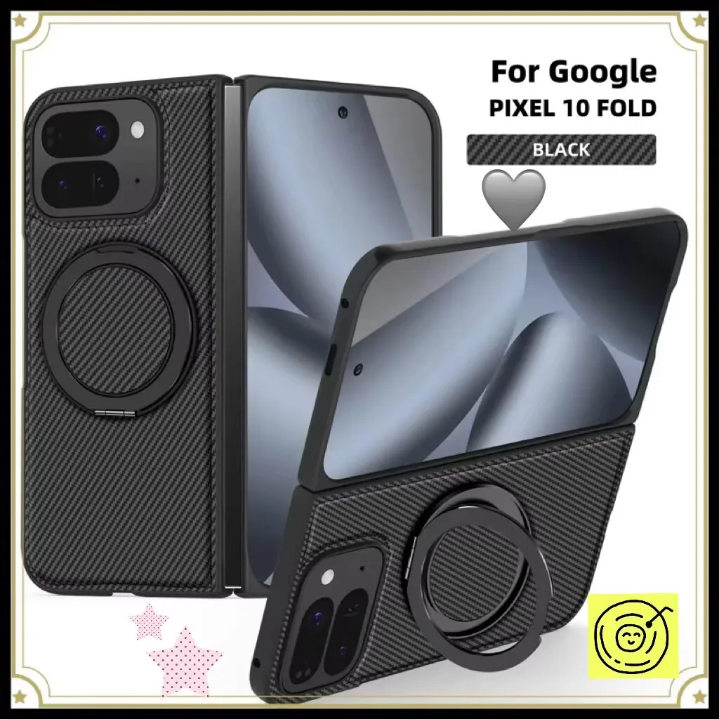 ELVEV Business Magnetic PU Leather Phone Cover with Carbon Fiber Texture and 360° Rotating Bracket