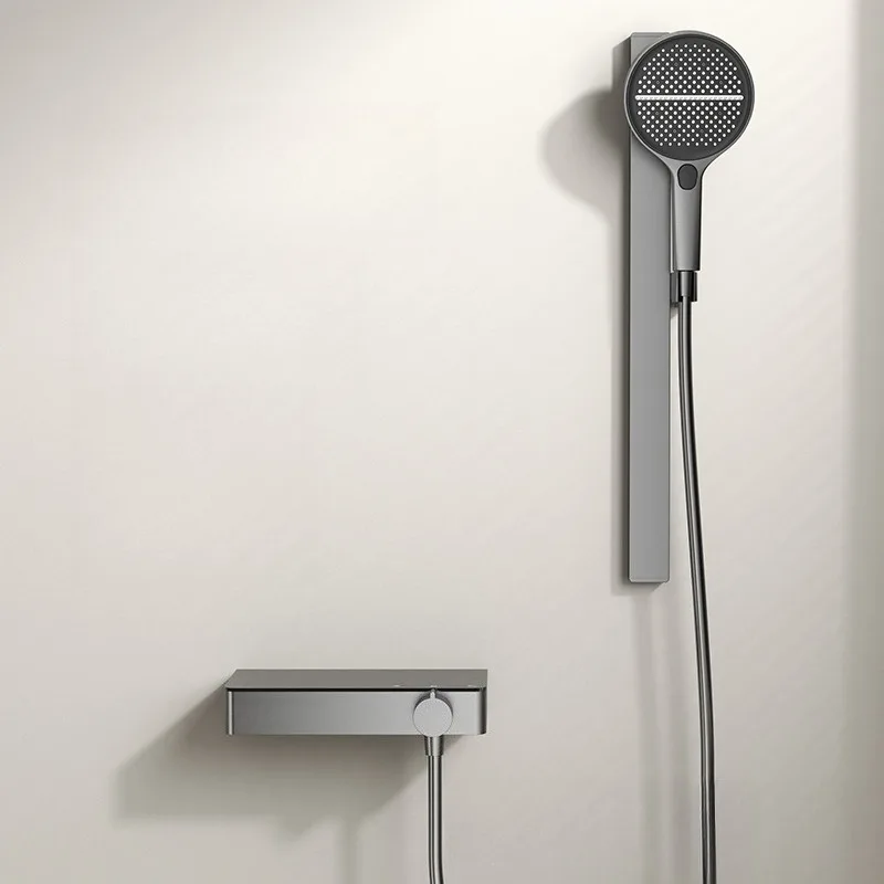 ระบบฝักบัวเรนชาวเวอร์ ปรับระดับได้ ติดผนัง พร้อมก๊อกผสมน้ำร้อนน้ำเย็น หัวฝักบัวแรงดันสูง อุปกรณ์ห้องน้ำสำหรับใช้ในบ้าน 1