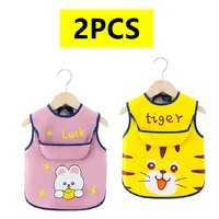 2PCS/1PCS Eating Feeding Smock Baby Toddler Apron Bibs Waterproof Adjustable Size Girls Boys Newborn Stuff 1-4 Years 1