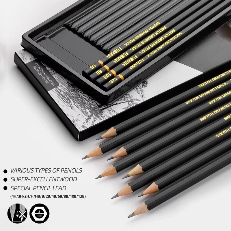 Drawing Set Drawing Pencils 12Pcs Professional Sketching Pencils Graphite Shading Pencils for Beginners & Pro Artists School Supplies