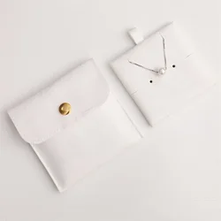 Luxurious Velvet Jewelry Gift Pouches with Card Holder - Elegant Storage for Necklaces and Earrings (White)