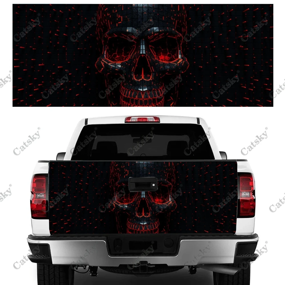 

Horror Smokey Dark Skull Truck Tailgate Wrap Professional Grade Material Universal Fit for Full Size Trucks Weatherproof