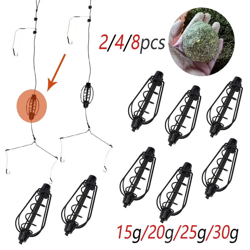 2/4/8 stücke Europäischen Stil Köder Feeder 15/20/25/30g Metall Methode Feeder frühling Käfig Fisch Köder Korb Halter Casting Köder Spender