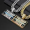 Trump 2024 Necklace US Presidential Election Campaign Souvenir Hip Hop Cuban Jewelry 1