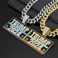 Trump 2024 Necklace US Presidential Election Campaign Souvenir Hip Hop Cuban Jewelry 1