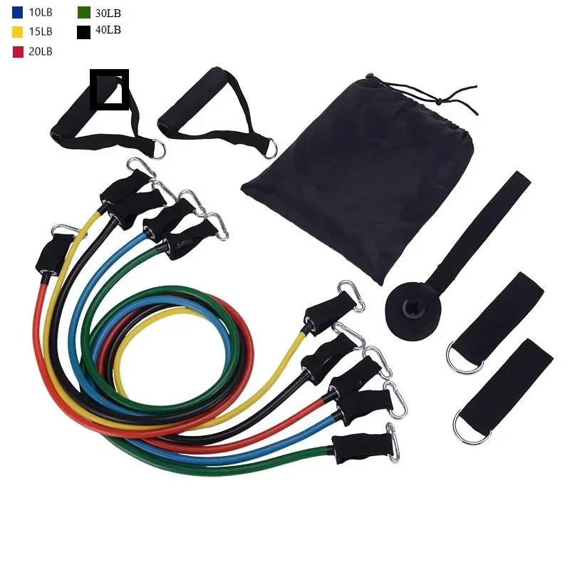 11-Piece Set Resistance Bands Tensioner Pull Rope Fitness Multi-function Tensioner Suit Muscle Training Belt Elastic Sleeve Band 4