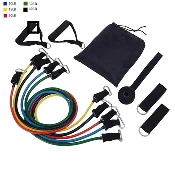 11-Piece Set Resistance Bands Tensioner Pull Rope Fitness Multi-function Tensioner Suit Muscle Training Belt Elastic Sleeve Band 4