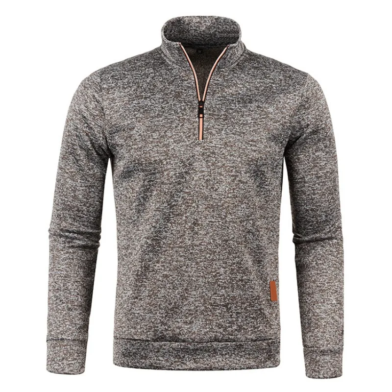 Autumn Men's Half Zipper Sweatshirts Long Sleeve Solid Color Pullover Turtleneck Streetwear Winter Warm Jacket Sport Coats 5