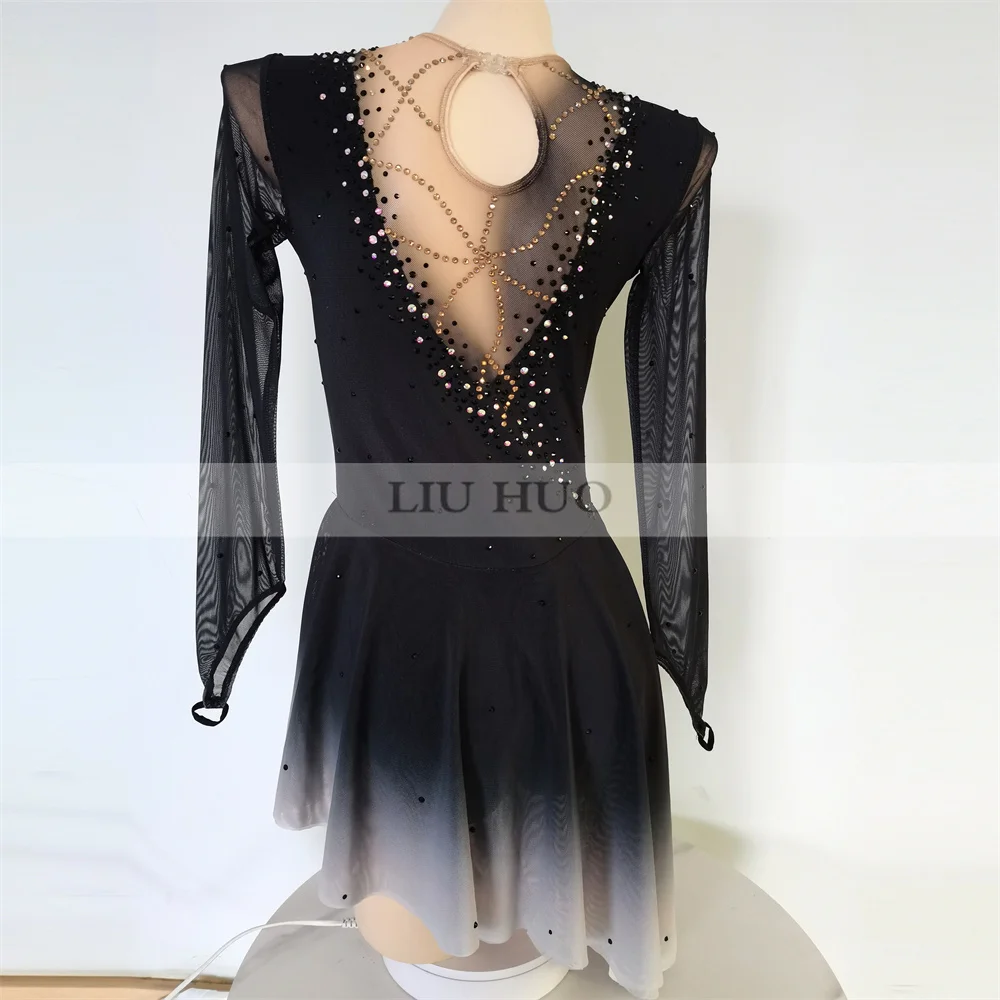 Eiskunstlaufkleid Damen Mädchen Eislaufen Kleid Grün Offener Rücken  Asymmetrischer Saum Netzstoff Hohe Elastizität Training Wettbewerb  Eiskunstlaufkleidung Klassisch Kristall / Strass Langarm 2025 - GBP £216, image size:1000x1000