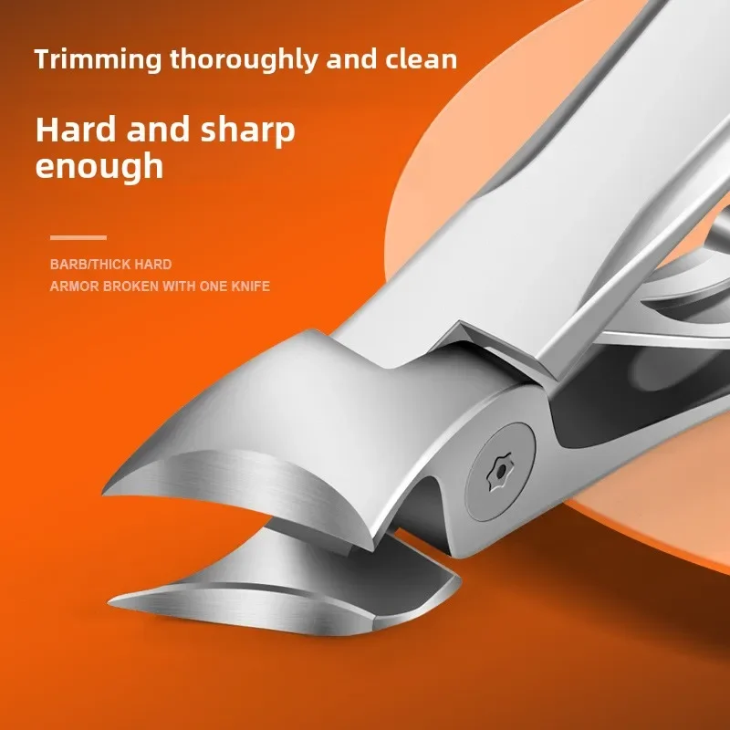 1pcs Toe Nail Clippers for Men Thick Ingrown Toenails Large Wide Jaw Opening Slanted Long Handle No Splash Fingernail Clipper