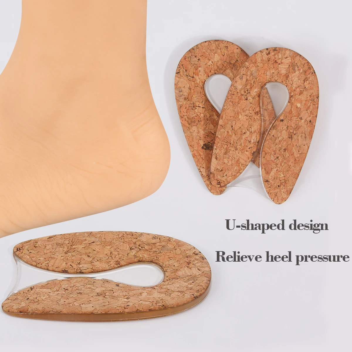 1 pairs Silicon Gel U-Shaped Spur Cup Heel-Plantar Fasciitis Cushion Remission Correction U-Shaped Heel Pad