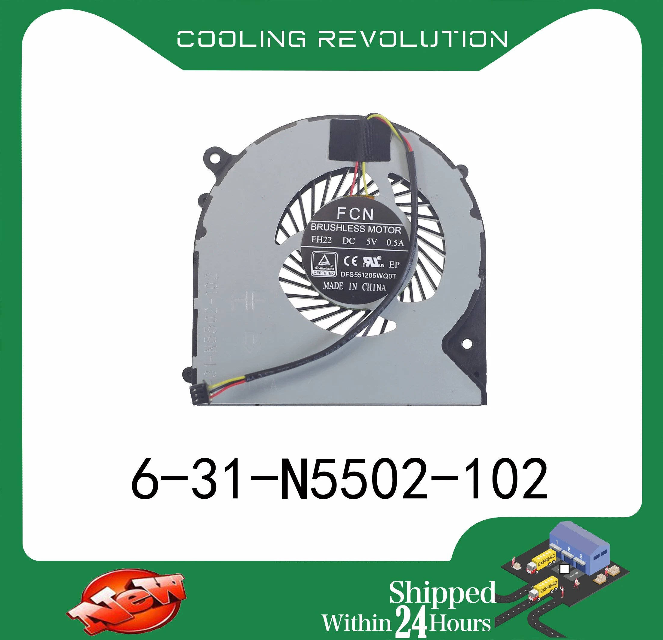 

Laptop CPU Cooling Fan DFS551205WQ0T FH22 For Clevo W350DW F57 m510D1 F57 F57-D5R D1 D1T D2 D3 D2R 6-31-N5502-102