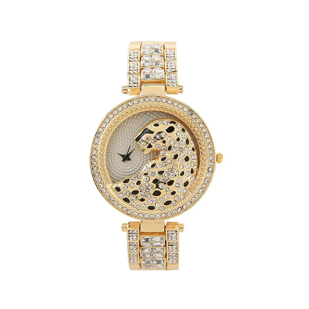 Women Quartz Watch Jewerly Set Fashion Bling Casual Ladies Watch Female Gold  Plated Bangle Leaf Bracelet Ring Letter Necklace