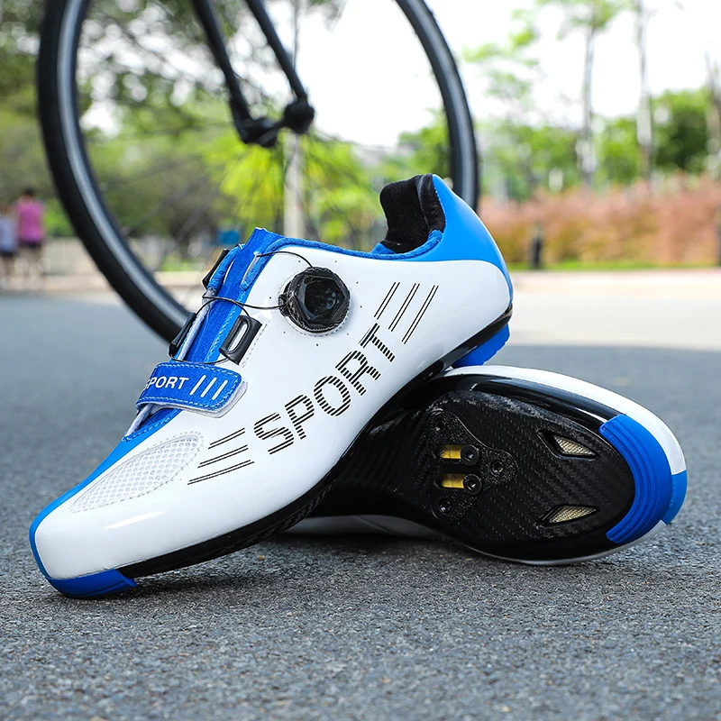 Unisex Outdoor Road Sport Cycling Shoes Red Blue Mens Athletic Cycle Racing Shoes Professional Women Bike
