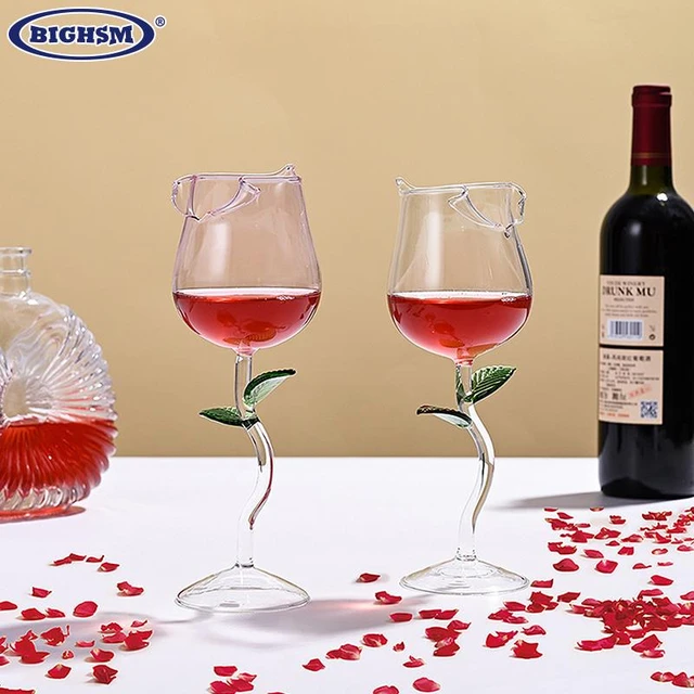 Rose Wine Glass Romantic Cocktail Red Wine Glass 150/400ml Rose Flower  Shaped Juice Champagne Glass Cup Bar Wedding Decoration - Glass - AliExpress
