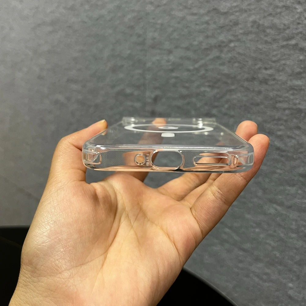 Clear Magnetic Case with Magsafe Wireless Charging - Shockproof Transparent Acrylic Cover