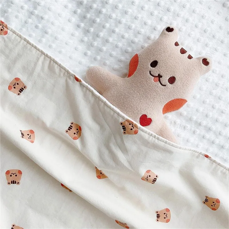 Korean Baby Blanket Cute Cartoon Bear Tiger Comfort Bean Quilt Soft Cotton Kindergarten Kids Children Quilt 70x100cm 3
