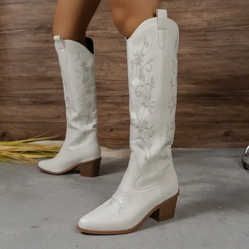 Women's Boots Retro Autumn Winter White Knee High Boots Big Size