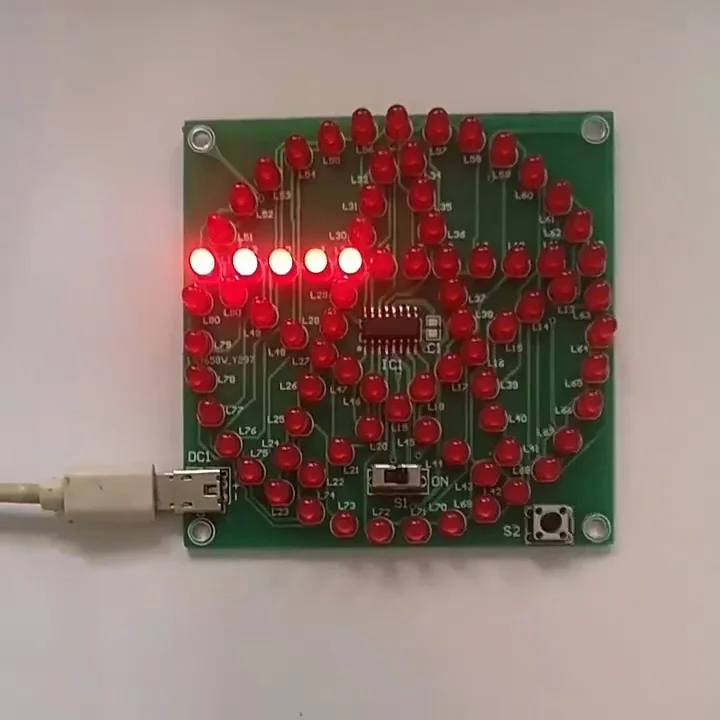 전자 DIY 키트 80 LED 원형 오각형 스타 스피커 분위기 키트 흐르는 물 램프 키트 마이크로컨트롤러 기술 훈련