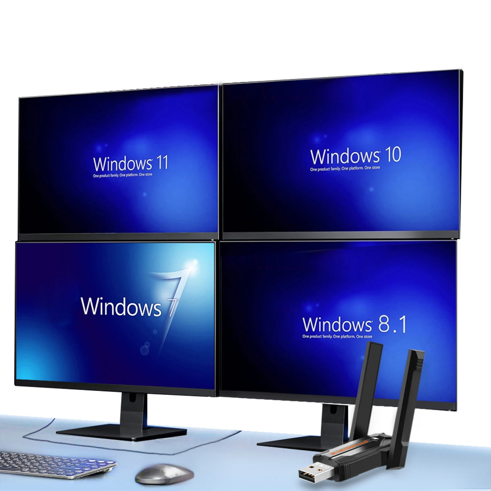 PC용 USB BT 어댑터 BT 6.0 동글 수신기 키보드/마우스/헤드폰/스피커/프린터용으로 7개 장치를 동시에 연결 가능