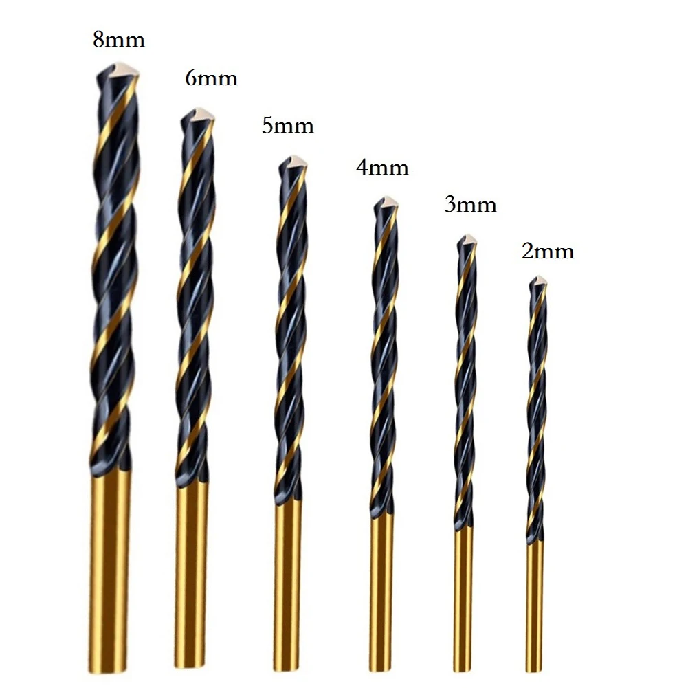 

6pcs HSS 2-8mm Cobalt Drill Bit Straight Shank For Metal Wood Steel Hole Cutter Drill Bits Workshop Equipment Power Tools