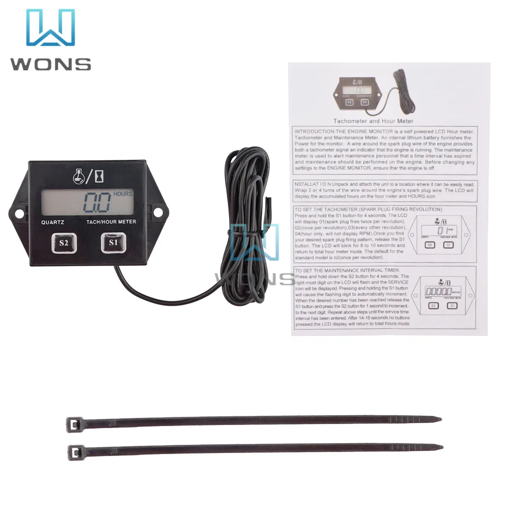 

Digital Engine Tach Hour Meter Timer Tachometer Gauge Engine 15300RPM LCD Display For Motorcycle Motor Stroke Engine Car Boat