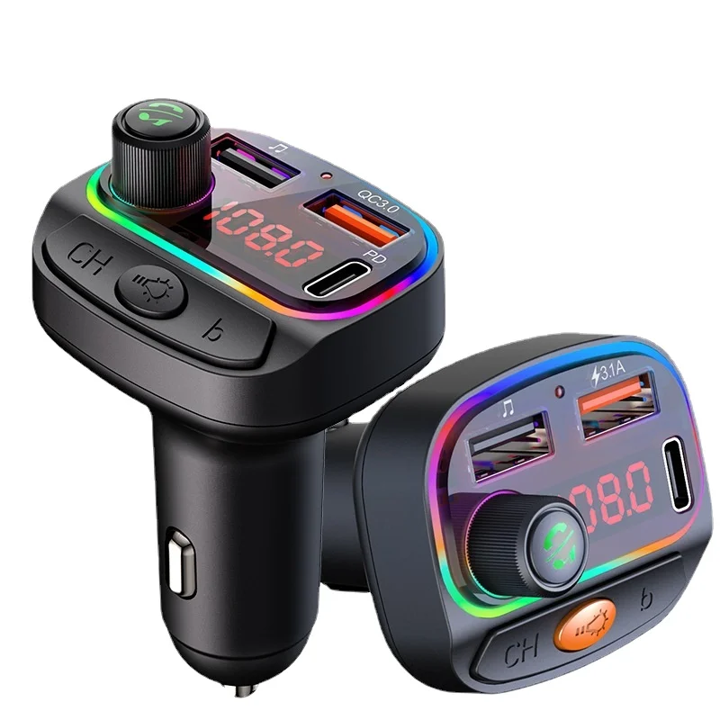 

Car MP3 Bluetooth Player C14/C15 Ambient Lighting PD/QC3.0 Fast Charging Bluetooth Hands-free FM Transmitter