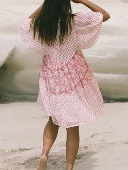 Women s Boho Style V-Neck Sleeveless Floral Print Maxi Dress with Ruffle Hem and Tie Waist Belt for Summer Beach Party Casual 4