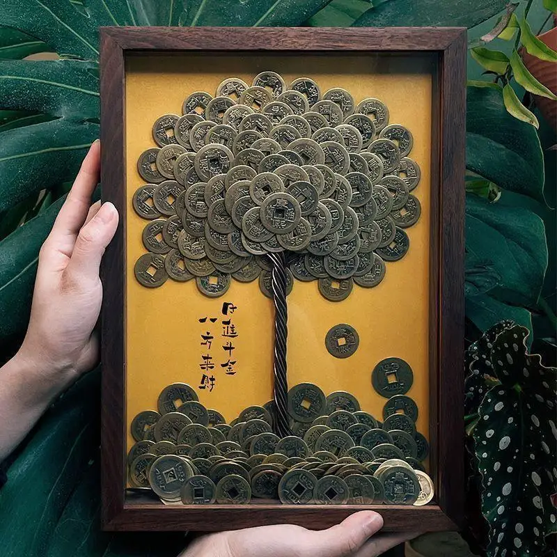 

Pure Brass Ten Emperors Coins Making A Fortune Tree Money Home Decoration Lucky Wealth Office Opening Shop Ornament Gifts