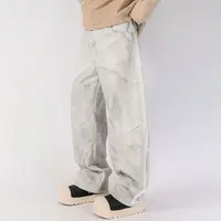 Hand Painted White Baggy Jeans Men Loosen Fit Straight Leg Wide Pants Male's Street Clothing New 1