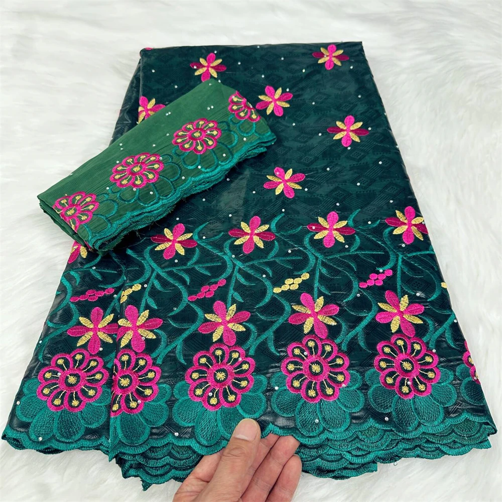 

Вышитый Африканский парчовый нигерийский хлопковый кружевной базин и тюлевый шарф 5 + 2 ярда