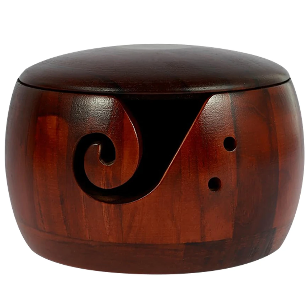 Wooden Yarn Bowl With Lid Yarn Storage Organizer Portable Wool Storage Crochet Accessories
