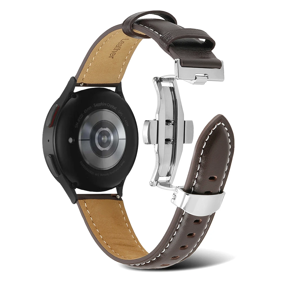 Premium Leather Strap for Samsung Galaxy Watch 6/5/4 40mm 44mm/Classic 47mm 43mm 46mm 42mm Wristband for Galaxy Watch 5 Pro Band