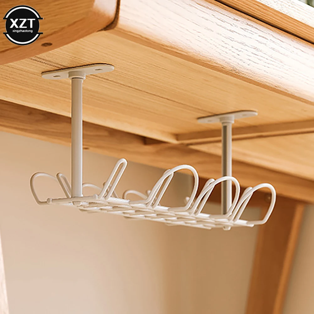 Under Table Storage Rack Wire Cable Shelf Basket Desk Rack Electric Organizer Box Hanging Storage Cabinet Holder Wire Organizers