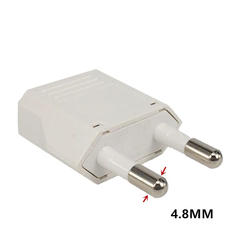 Plug Adapter 4.0mm US Jack to EU Plug Outlet Travel Charger Power Socket Adapter USA to Europe European Regulation Charging Converter Plug