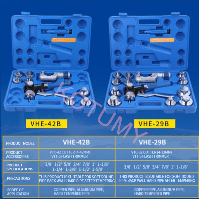 VHE-42B 유압식 파이프 확장기 키트 (구리 튜브용) 구리 튜브 확장 유압식 확장기 공구 파이프 확장 공구