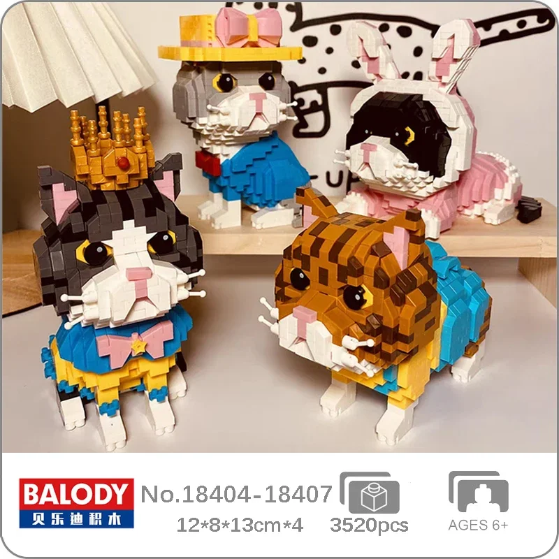 

Balody Animal World персидская кошка, котенок, корона, женский комбинезон, шапка, домашнее животное, кукла, 3D Строительные кирпичи, игрушка без коробки