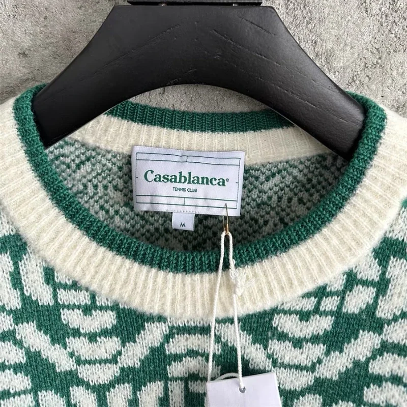 

23ss Casablanca Oversized Wool Sweaters Men Women 1:1 High Quality Jacquard Knitted Knitted Sweaters
