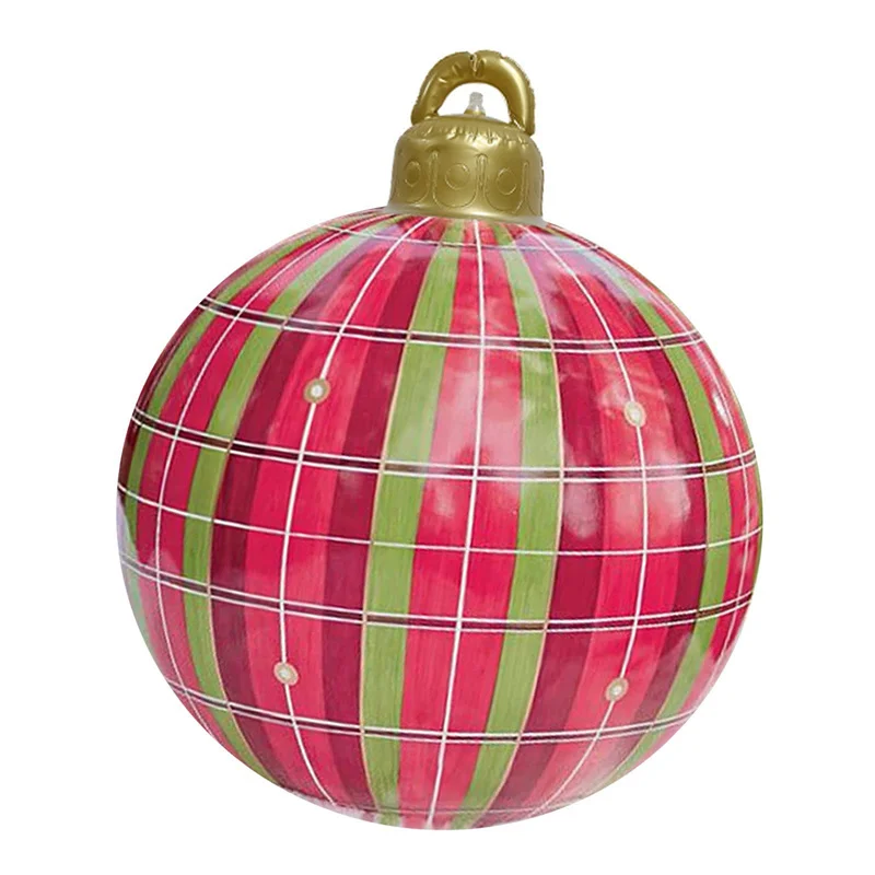 thumbnail image 1 of Bola inflable navideña de 60 cm, bola decorada de PVC, bolas gigantes grandes, bolas de juguete para decorar árboles de Navidad, bola sin adorno de luz, 1 of 5