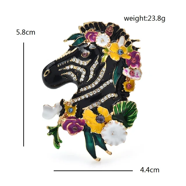 Wuli&baby Wear Flowers Zebra Brooches For Women Unisex Enamel Vintage Designer Animal Office Party Brooch Pins Gifts 2
