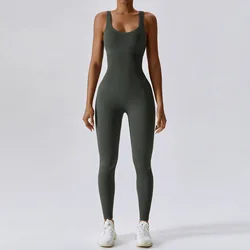 Enhanced Seamless Yoga & Fitness Bodysuit - Stretch & Support Workout Wear - M (Olive green)